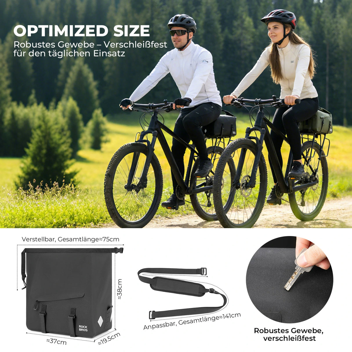 Fahrrad‑Gepäckträgertasche 16L – 100 % Wasserdicht, AS‑155 RideMate