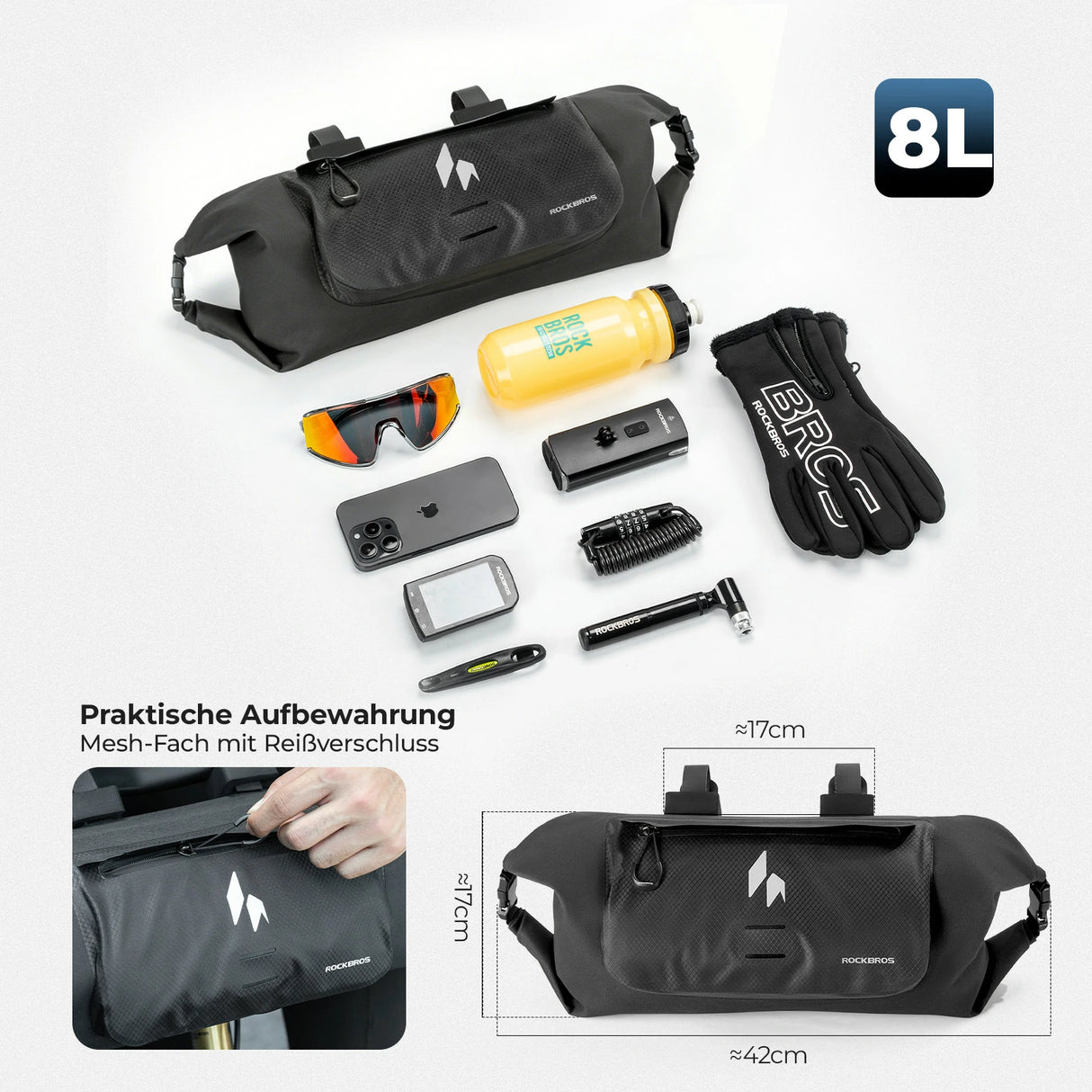 AS-154 RideMate Lenkertasche – 100% Wasserdicht, 8L