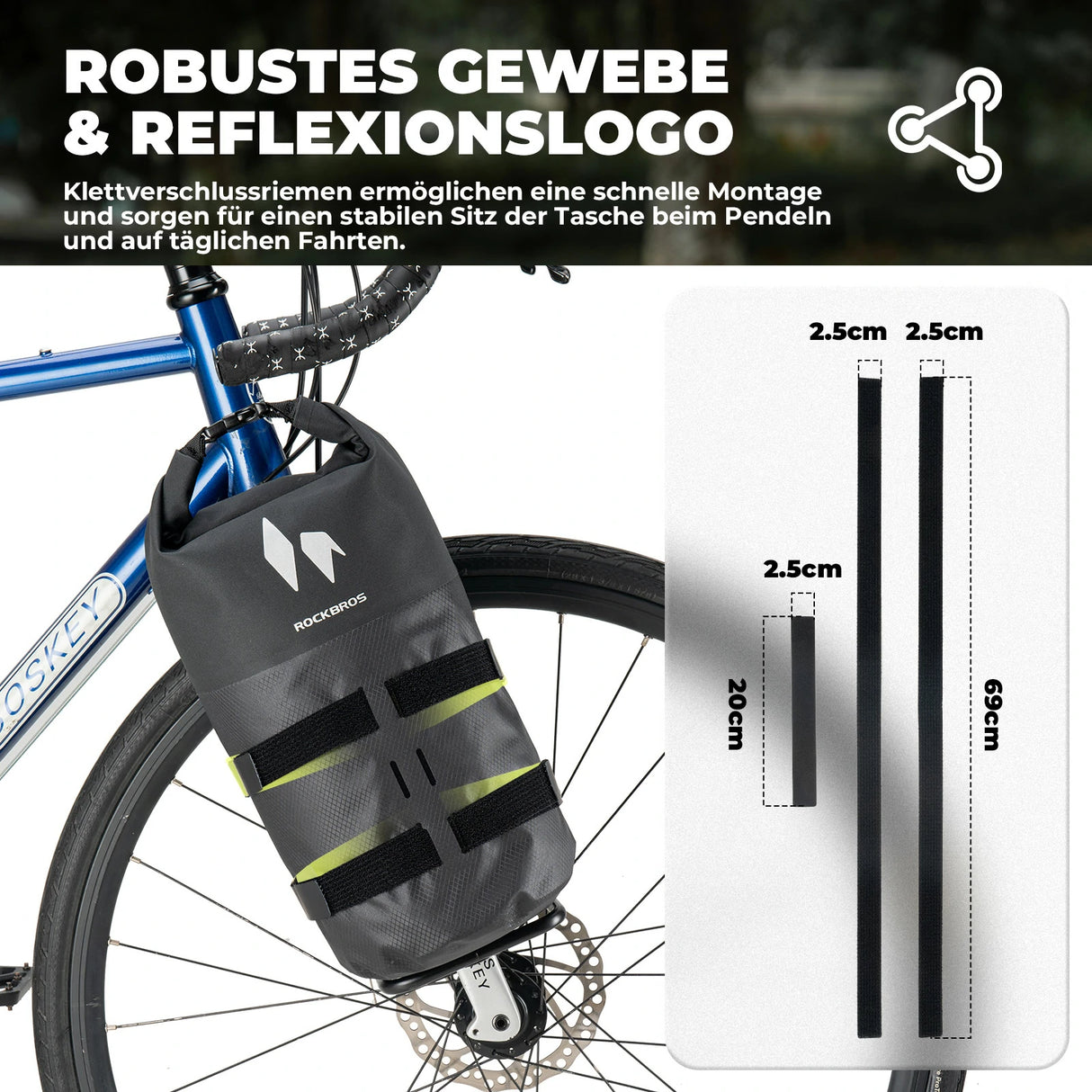 AS-156 RideMate Gepäckträgertasche für Vordergabel – 100% Wasserdicht, 7L