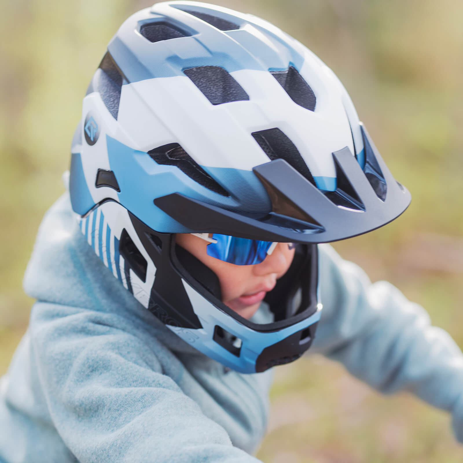 ROCKBROS Kinderhelm BMX MTB Downhill Helm mit Abnehmbarem Kinnschutz und Krempe - ROCKBROS-EU