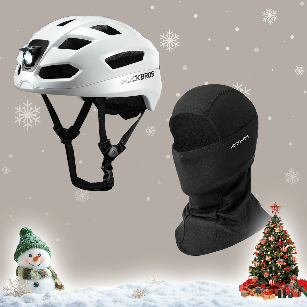 Sicherheit & Wärme Set: Helm mit Licht + Balaclava