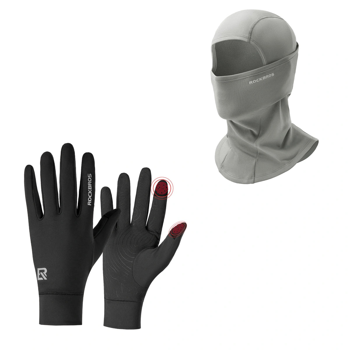 ROCKBROS Winter Set: Sturmhaube & Fahrradhandschuhe Touchscreen