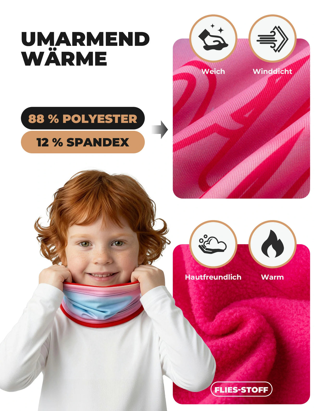 2-in-1 Kinder Halstuch & Mütze – Doppelseitiger Schlauchschal & Multifunktionstuch