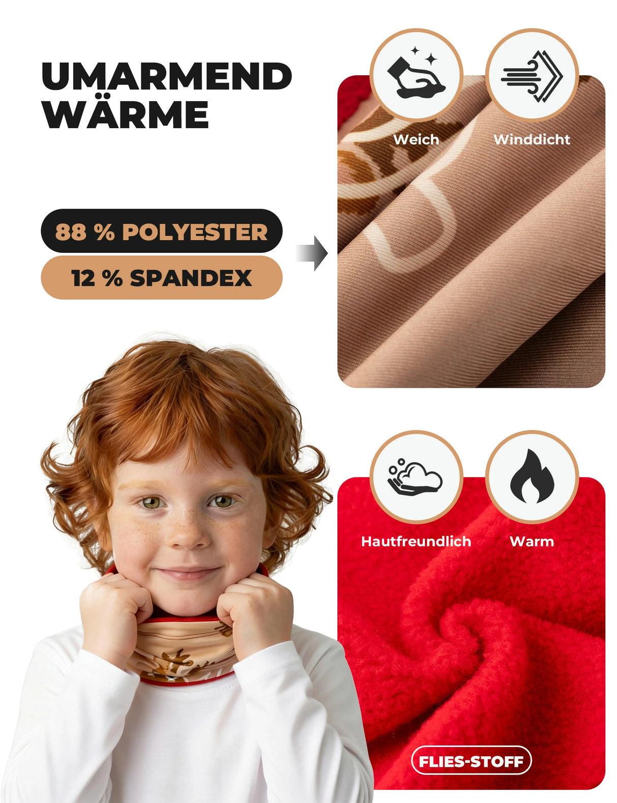 2-in-1 Kinder Halstuch & Mütze – Doppelseitiger Schlauchschal & Multifunktionstuch