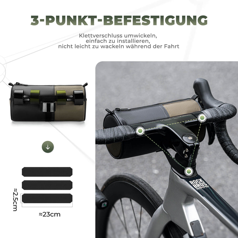 ROCKBROS Fahrradtasche Zylindrische Lenkertasche 1,7L mit Schultergurt