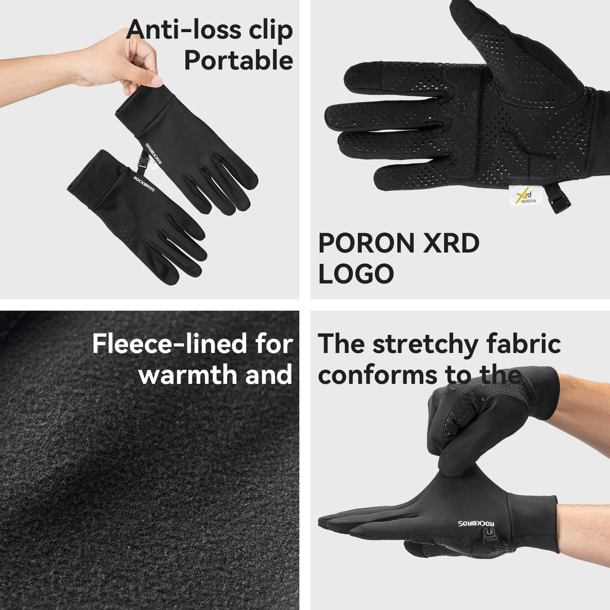 ROCKBROS ThermoGrip Shock - Gefütterte Winter Fahrradhandschuhe Lang