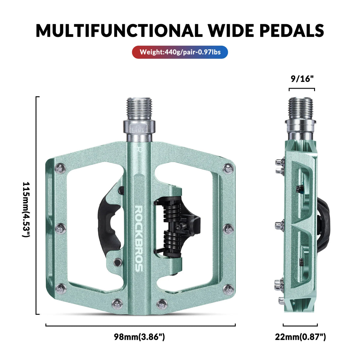 ROCKBROS Fahrradpedale Alu 2 in 1 SPD Pedale für MTB Rennrad Stadtrad
