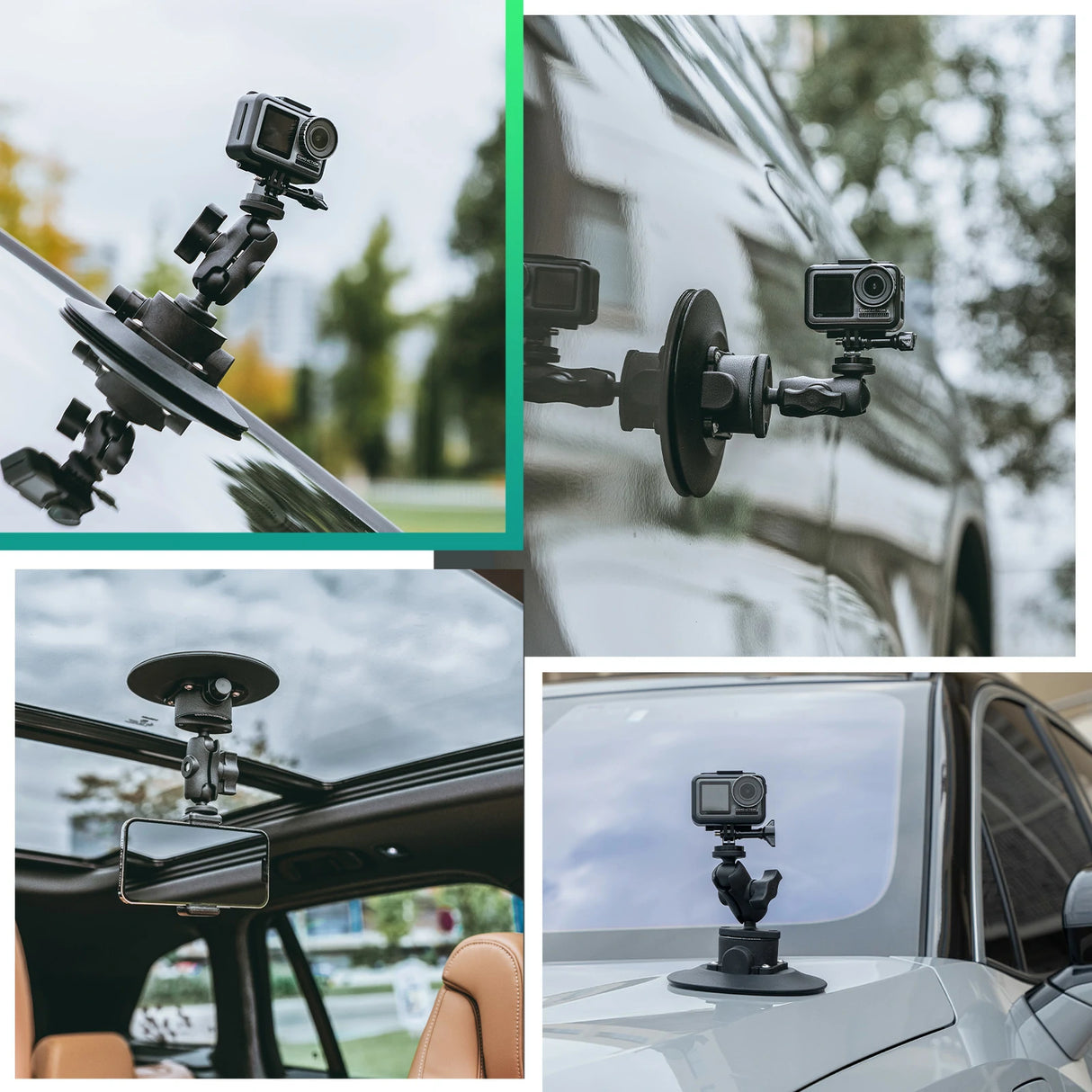 Action‑Kamera‑Saugnapfhalterung – Mit Pumpe & Magic Arm