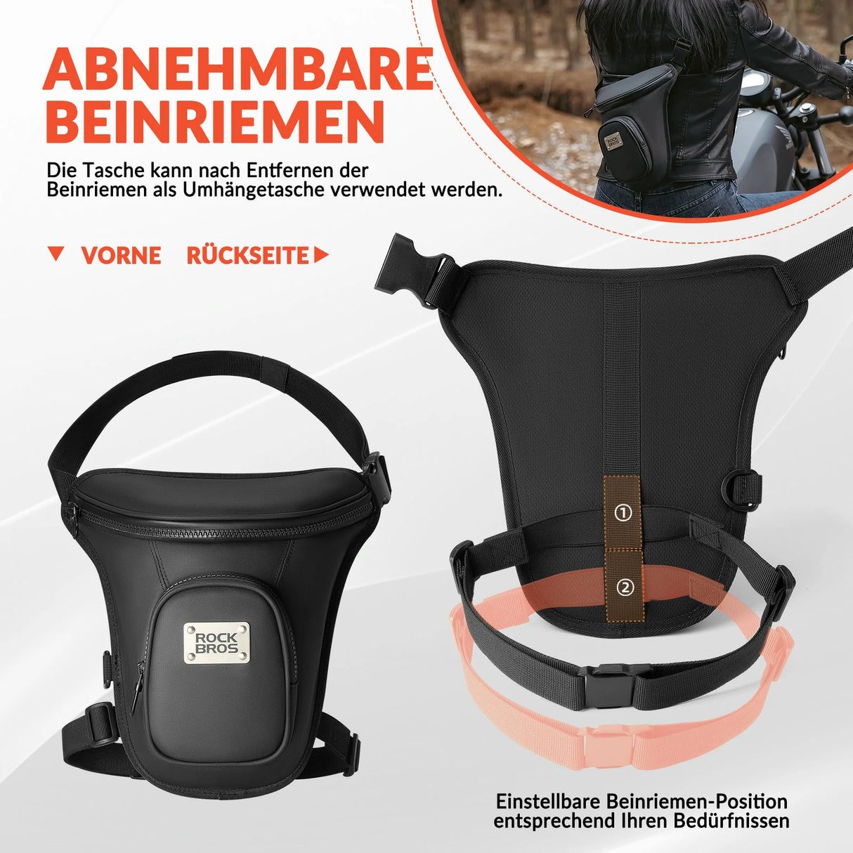 Motorrad‑Beintasche / Hüfttasche – Wasserdicht & ergonomisch