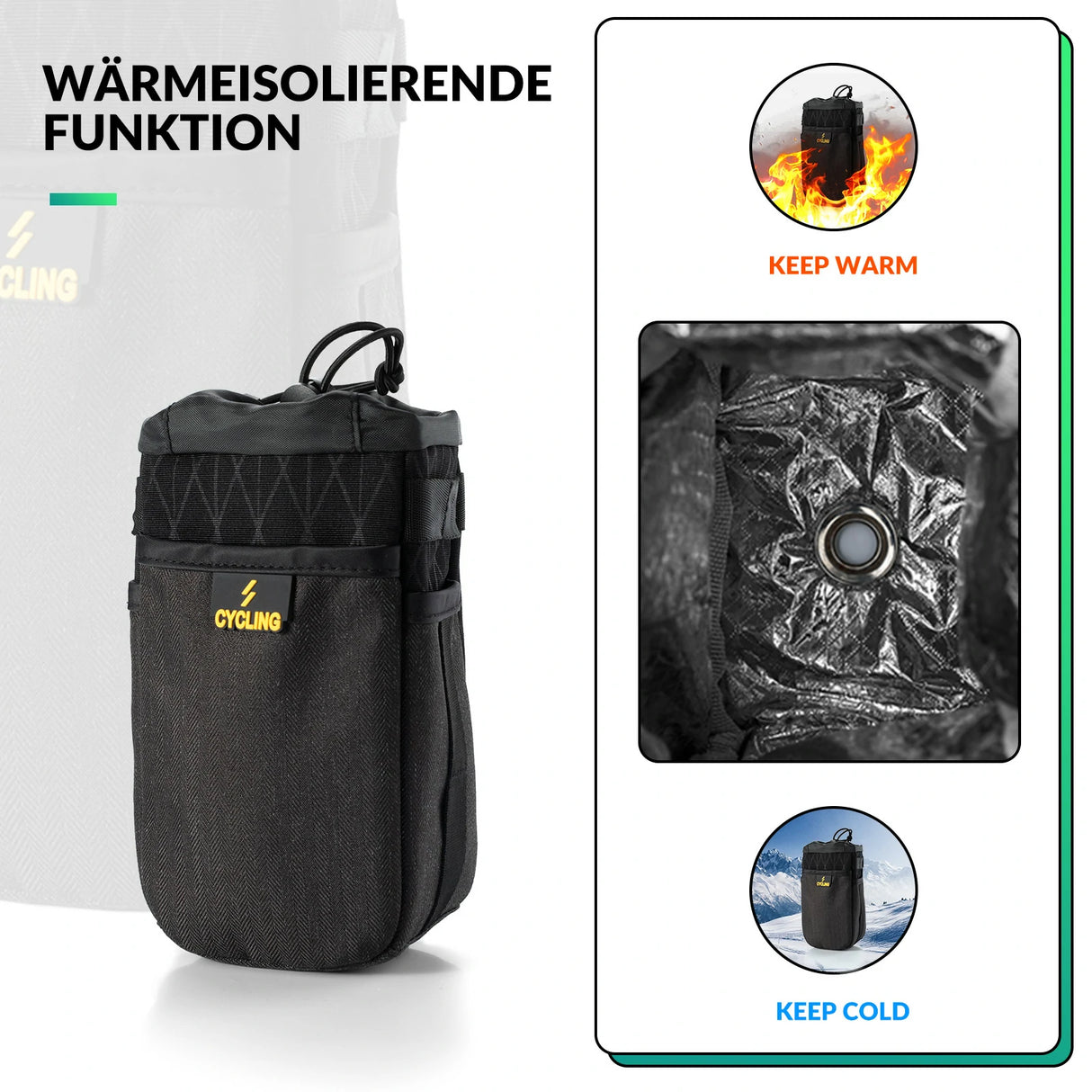 Bikepacking Feedbag – 1 L isoliert, mit Schultergurt