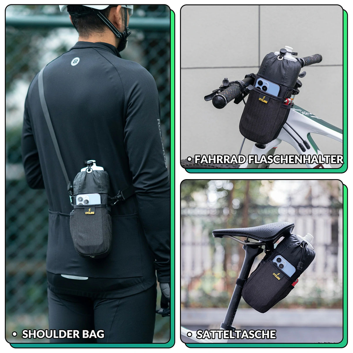 Bikepacking Feedbag – 1 L isoliert, mit Schultergurt