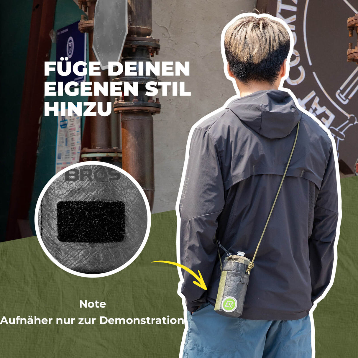 Bikepacking Feedbag Lenkertasche 0,7 L Schwarz-Grün