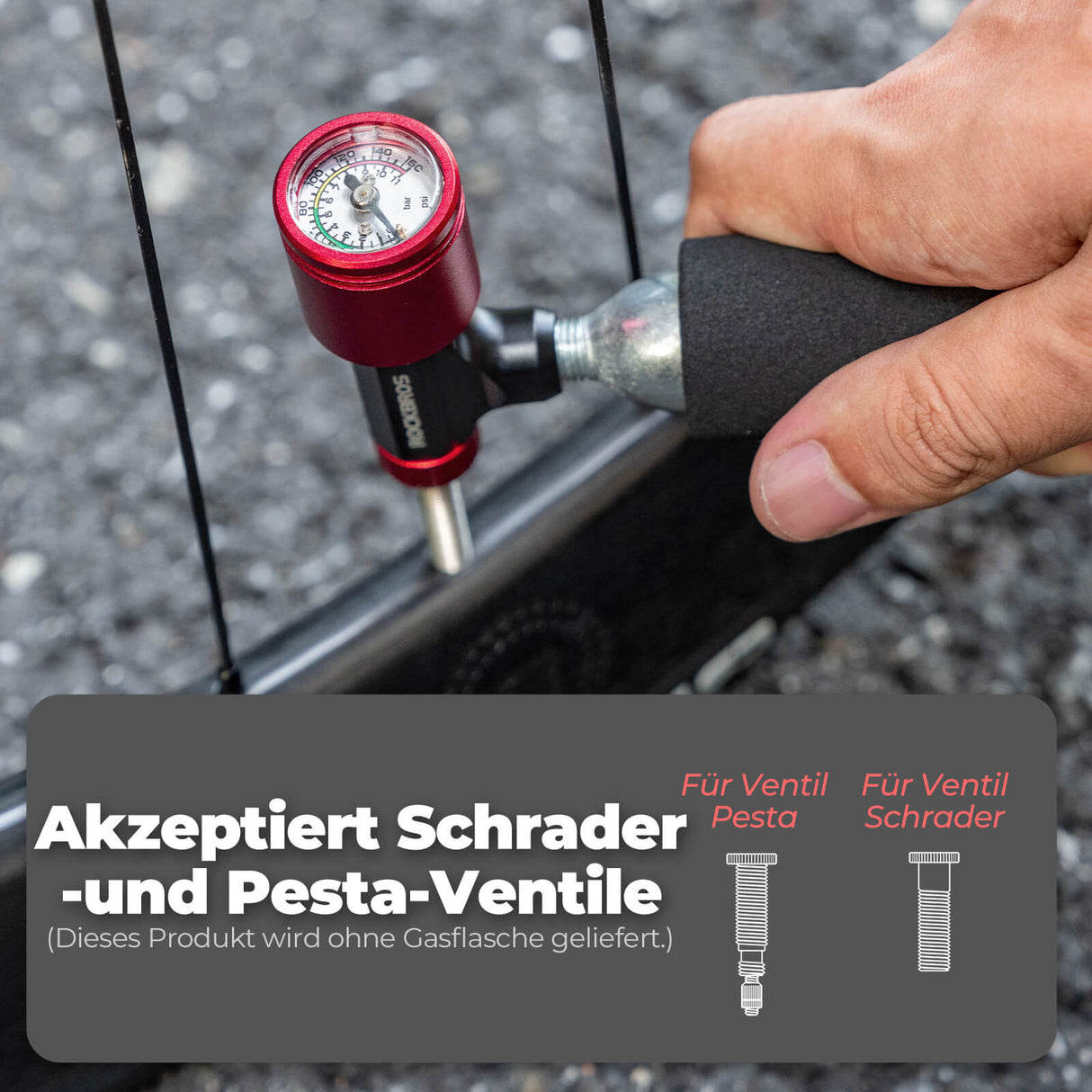 CO2 Fahrradpumpe Minipumpe für Presta & Schrader Ventile