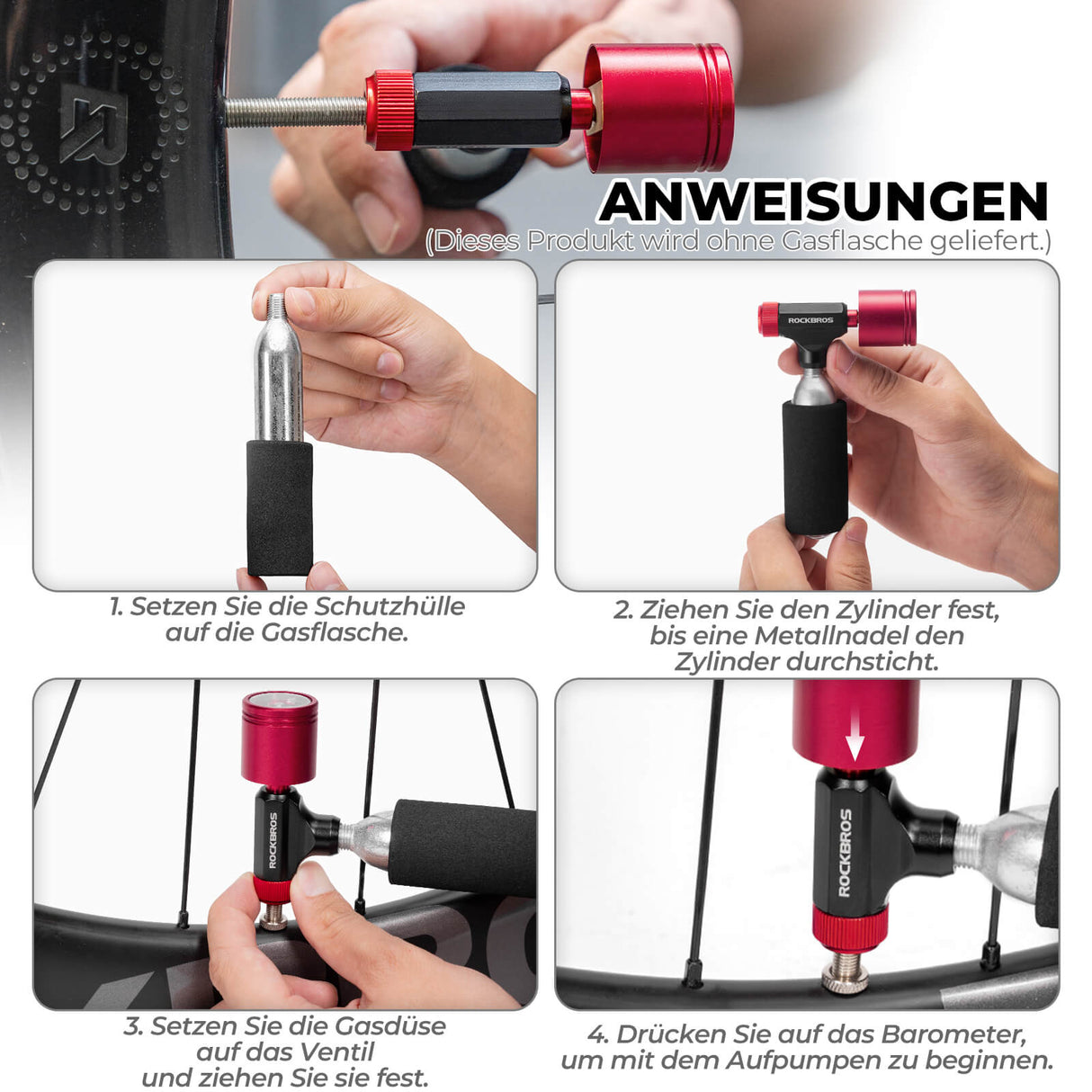 CO2 Fahrradpumpe Minipumpe für Presta & Schrader Ventile