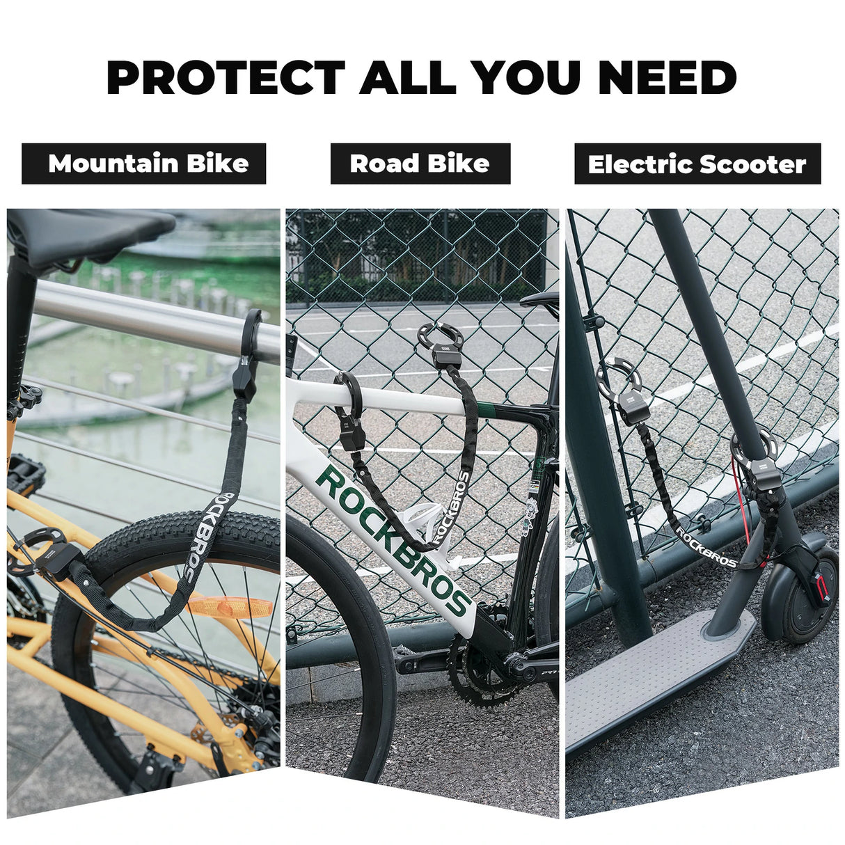 E‑Scooter Schloss – 59,5 cm Stahlkette für Roller & Fahrrad