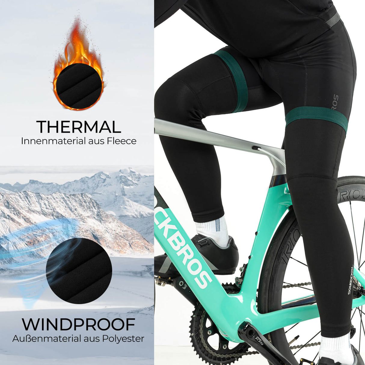 Fahrrad Beinlinge Winter Thermo – 1 Paar, Größen S–3XL
