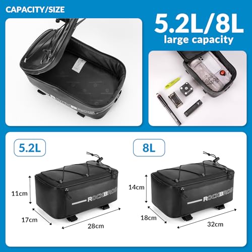 Fahrrad Gepäckträgertasche Reflektierend 5,2L-8L mit Regenschutz - ROCKBROS-EU