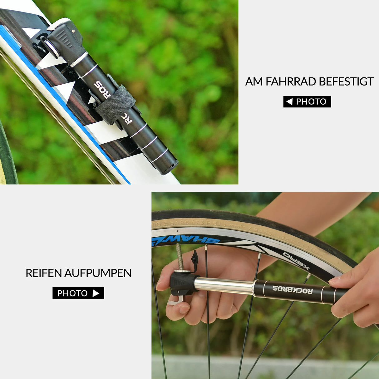 Fahrrad‑Minipumpe – Alu‑Rahmenpumpe 100 PSI mit Ventilen