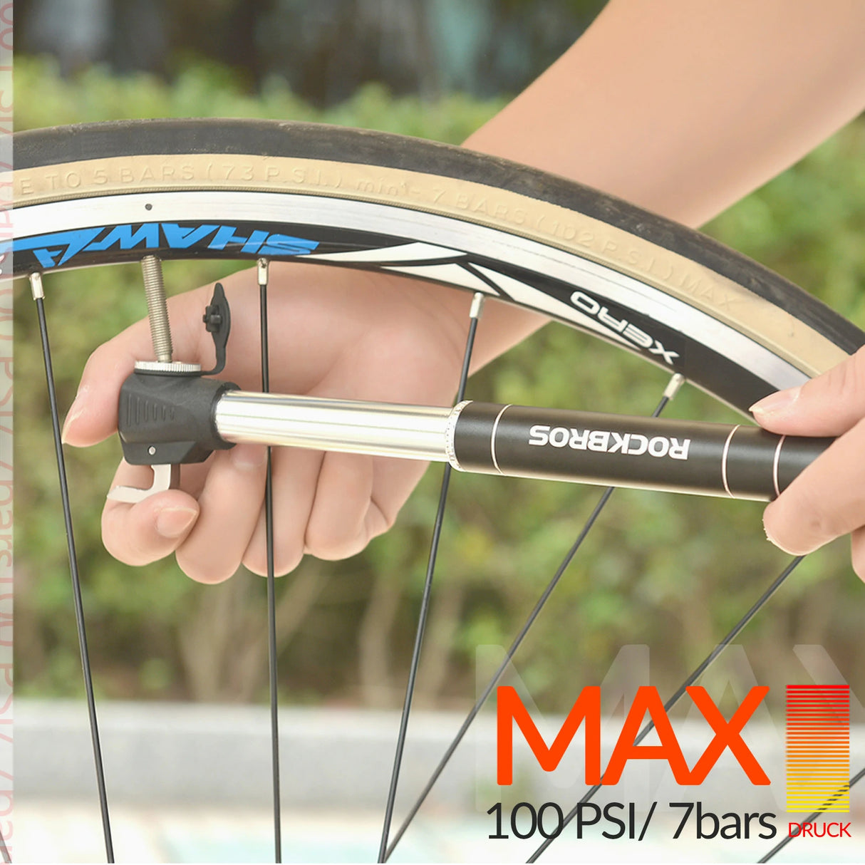 Fahrrad‑Minipumpe – Alu‑Rahmenpumpe 100 PSI mit Ventilen