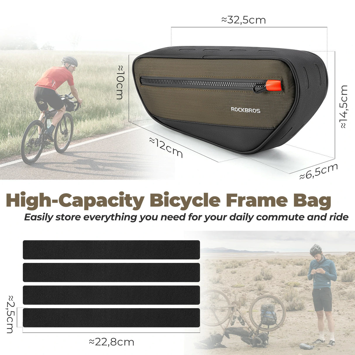 Fahrrad‑Rahmentasche – Dreiecktasche 1,7 L, reflektierend