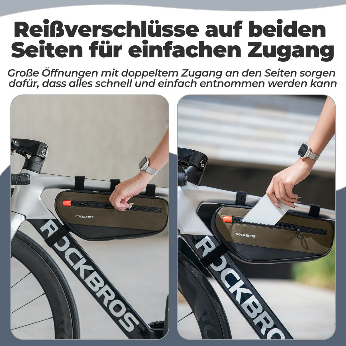 Fahrrad‑Rahmentasche – Dreiecktasche 1,7 L, reflektierend