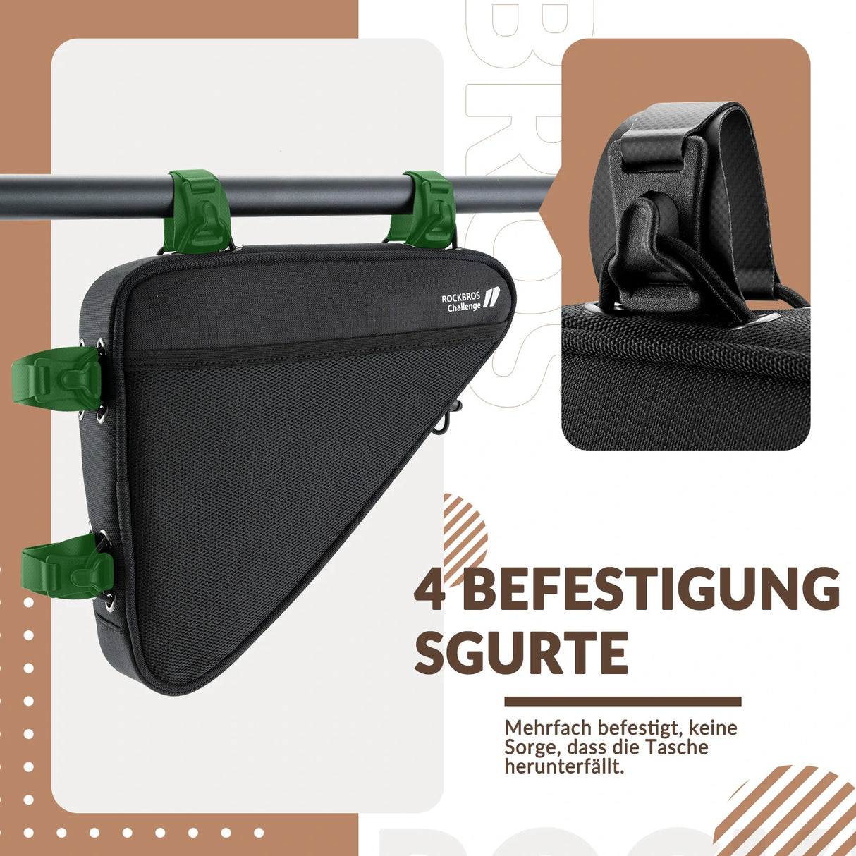 Fahrrad‑Rahmentasche – Dreieckstasche 1,5 L, wasserabweisend & reflektierend