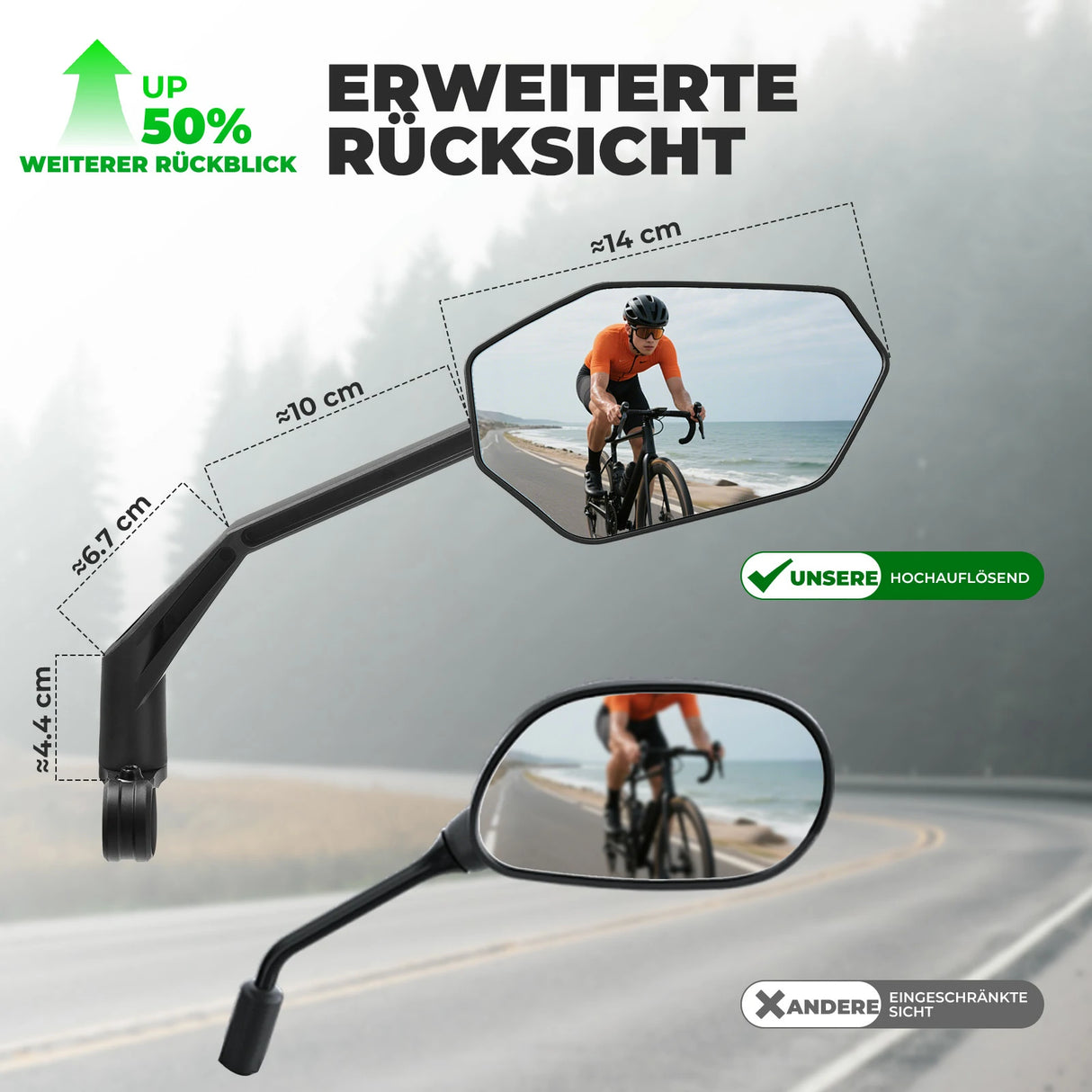 Fahrrad‑Rückspiegel – Für Lenker 20–23 mm