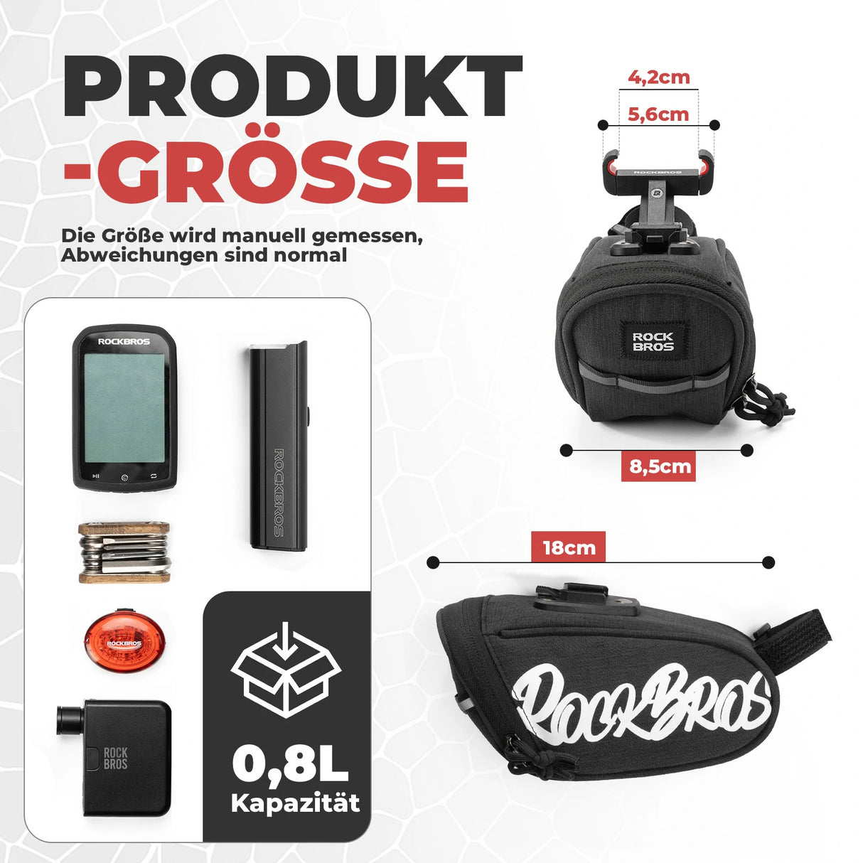 Fahrrad‑Satteltasche – Tragbare Satteltasche 0,8 L