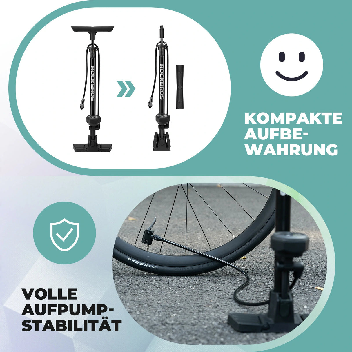 Fahrrad Standluftpumpe – 150 PSI, mit integriertem Manometer