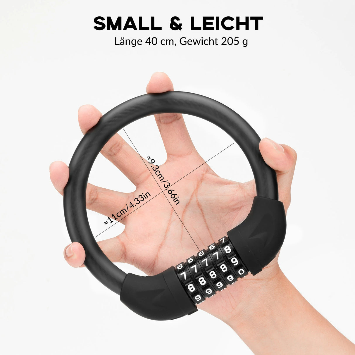 Fahrrad‑Zahlenschloss – 5‑stelliges Kabelschloss mit Code