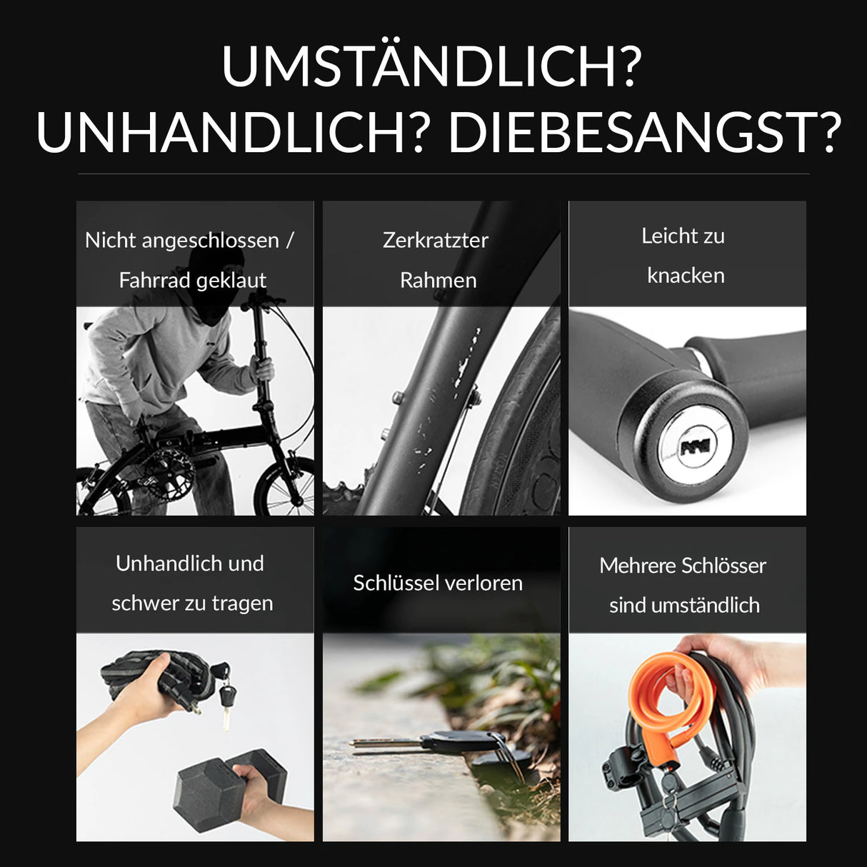 Fahrrad‑Zahlenschloss – 5‑stelliges Kabelschloss mit Code