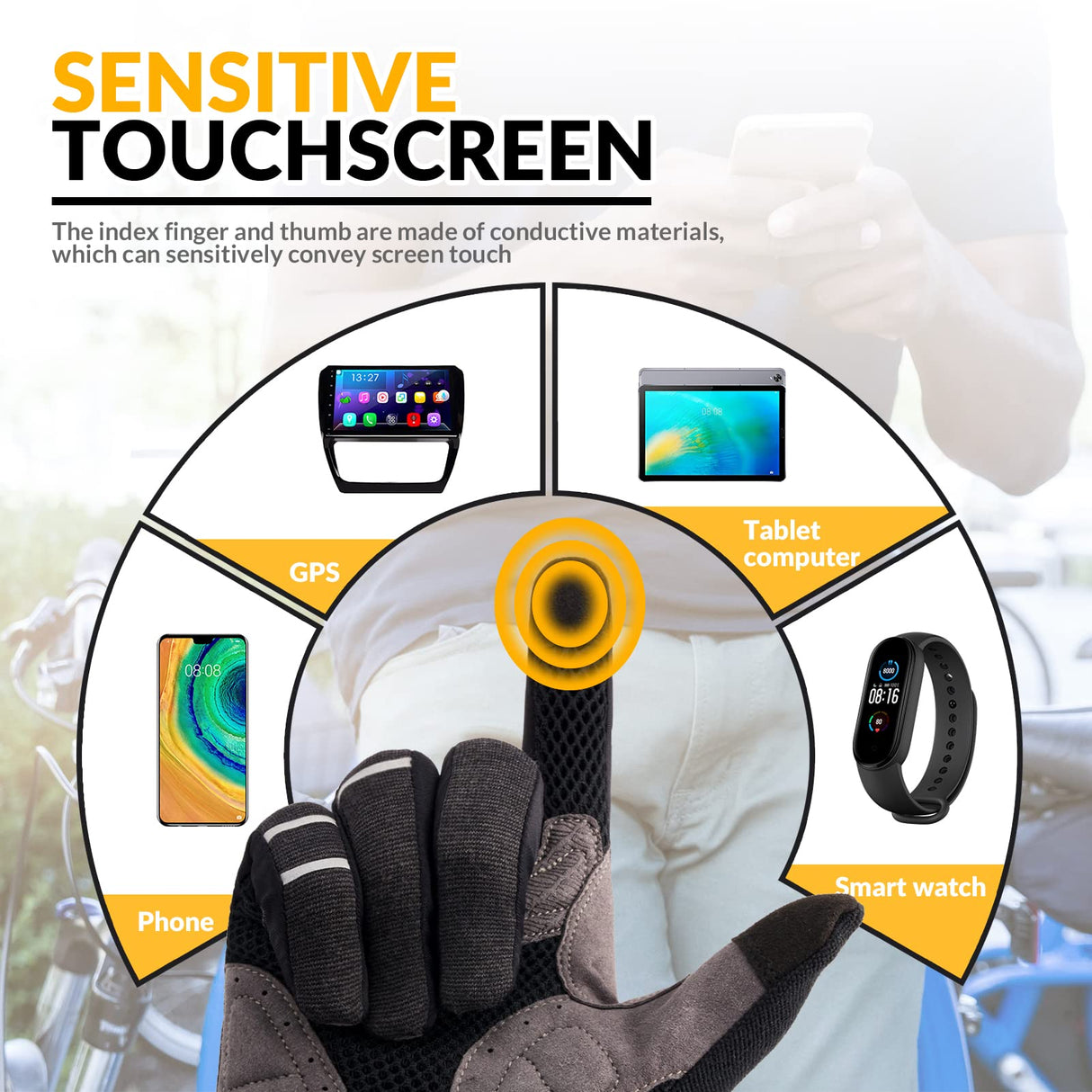 Fahrradhandschuhe Herren Damen – Winddichte Touchscreen Radsporthandschuhe