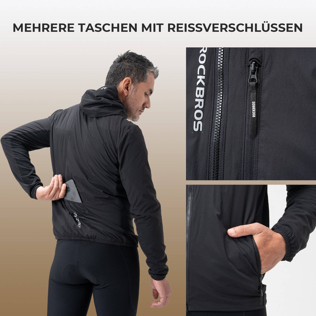 Fahrradjacke Herren Warm – Winddicht, Wasserabweisend & Reflektierend mit Fleece