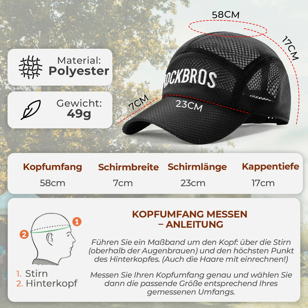 Fahrradkappe – Schnelltrocknend, Outdoor‑Sport‑Caps mit UV‑Schutz