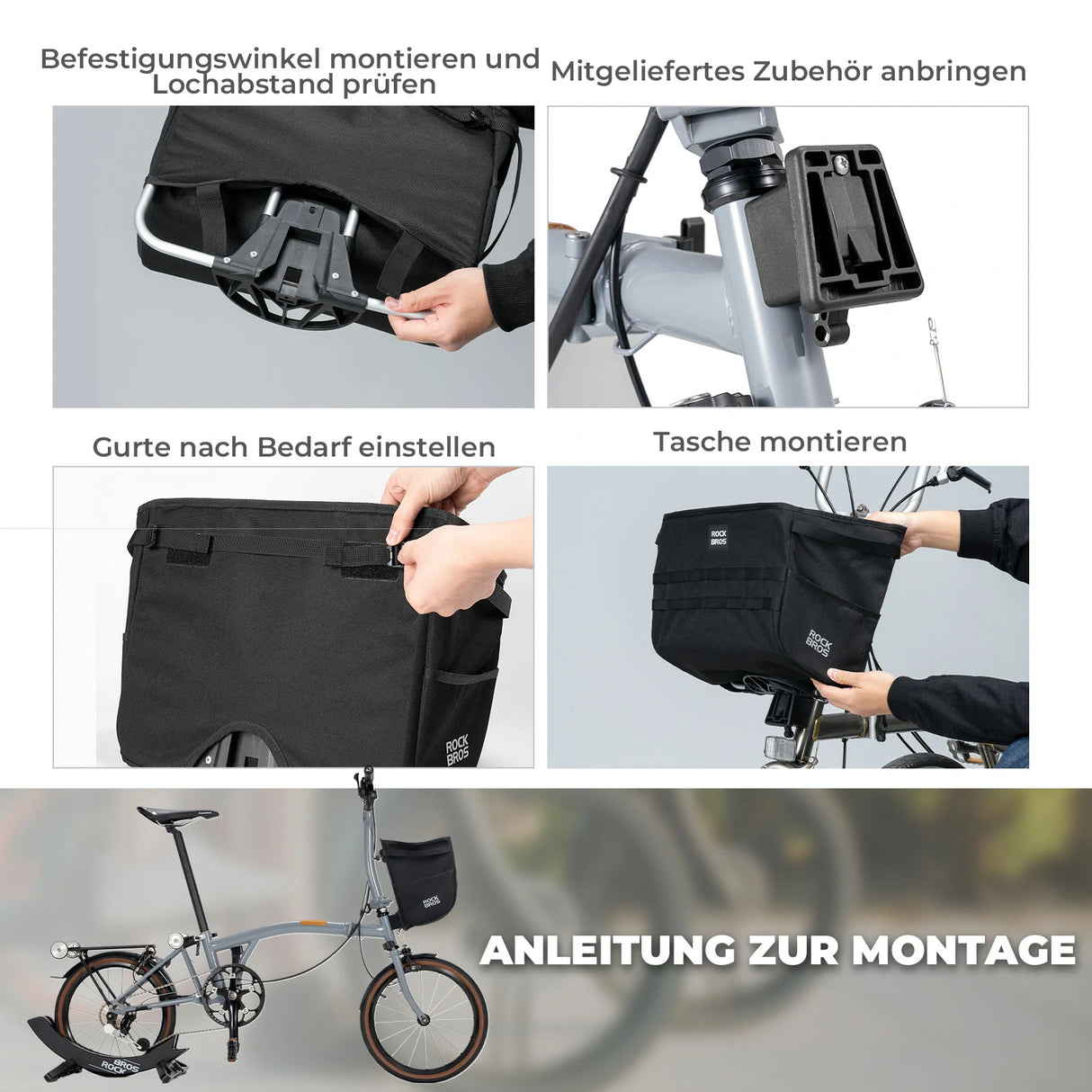 Fahrradlenkertasche für Brompton – 16L Faltrad-Fronttasche (Korbtasche)