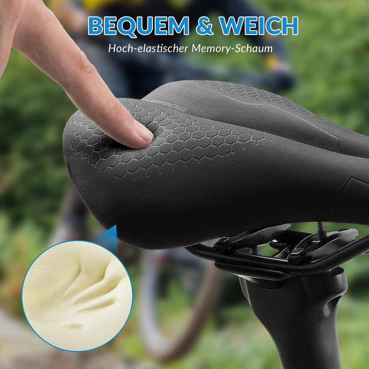 Fahrradsattel mit 5 cm Memory‑Foam – Atmungsaktiv, wasserdicht & 3 Typen