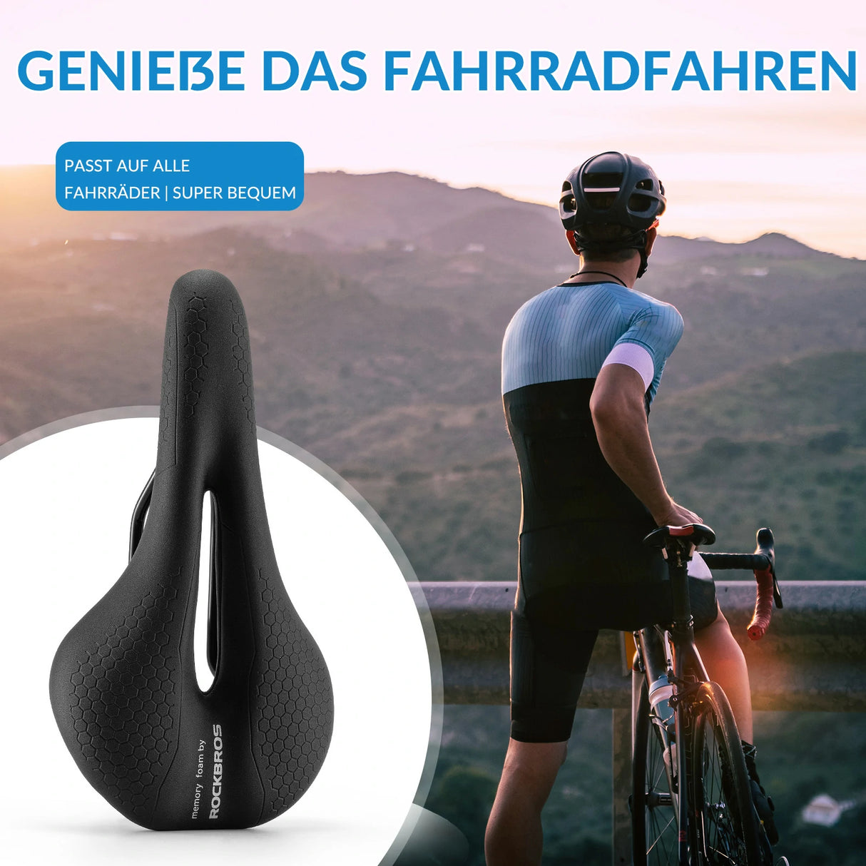 Fahrradsattel mit 5 cm Memory‑Foam – Atmungsaktiv, wasserdicht & 3 Typen