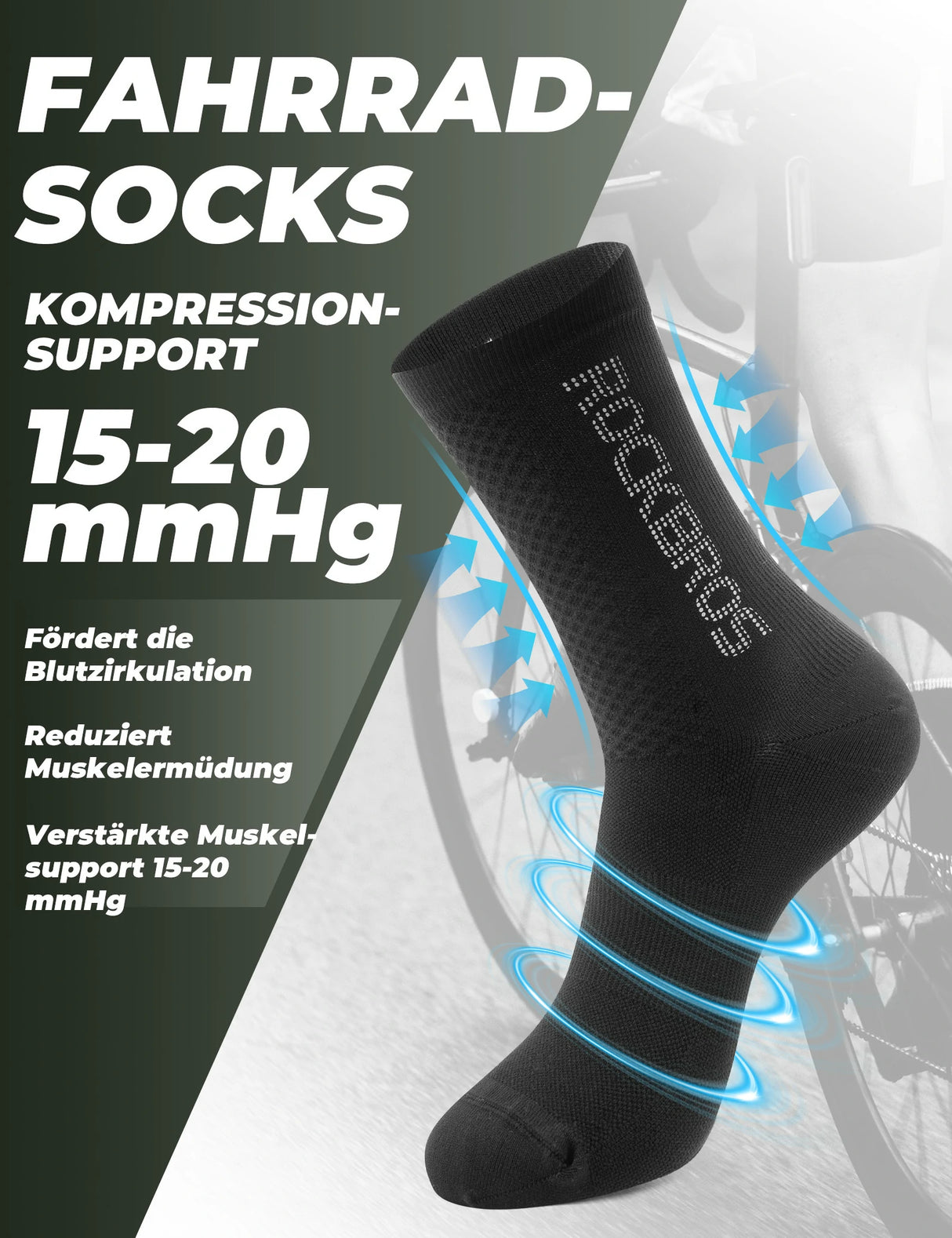 Fahrradsocken – Leichte Kompression & Atmungsaktiv