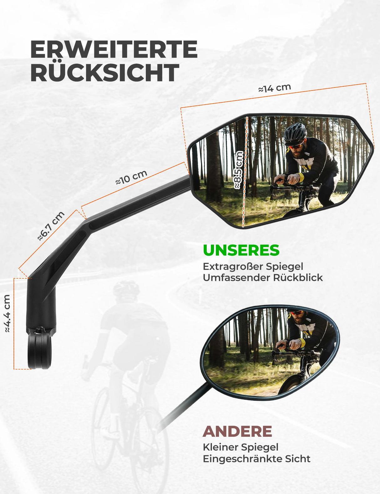 Fahrradspiegel – 360° Verstellbar, Blendfrei & Bruchfest