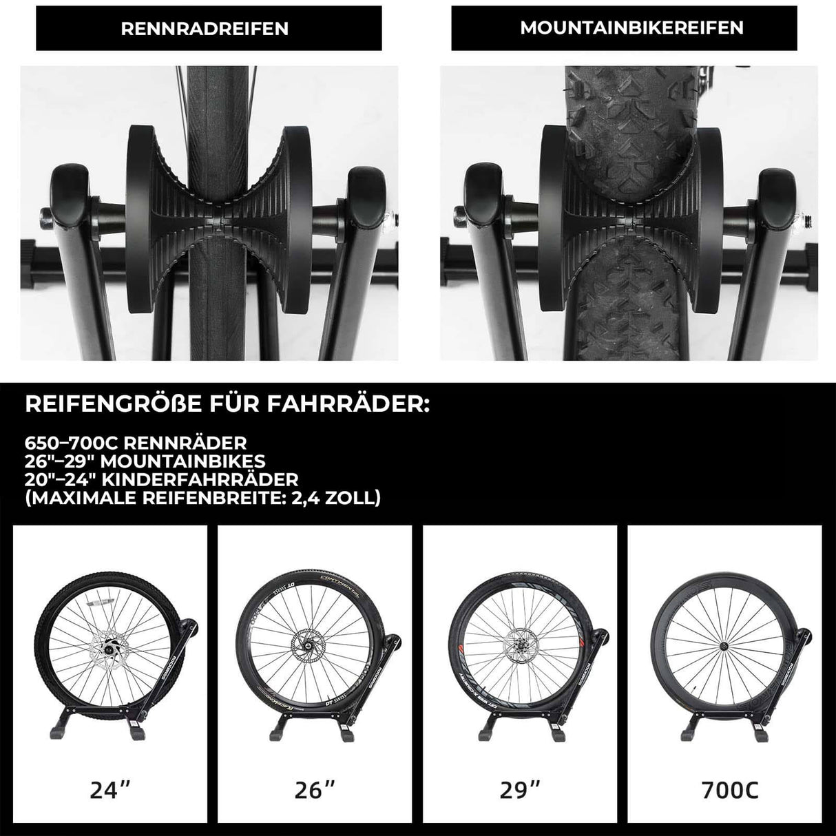 ROCKBROS Fahrradständer Fahrrad Faltbar aus Kohlenstoffstahl für 24-27,5”