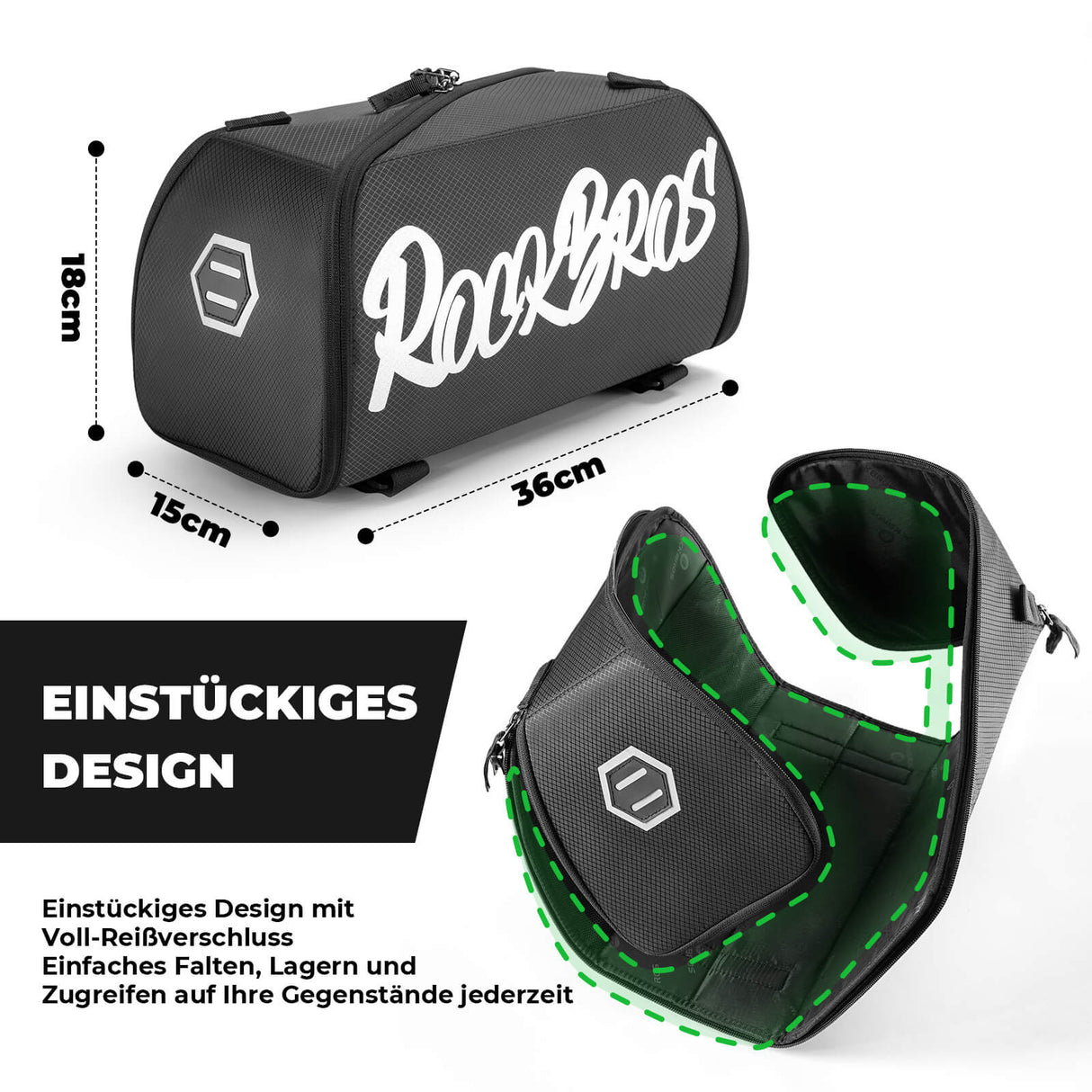 faltbare einteiler-gepäckträgertasche in schwarz