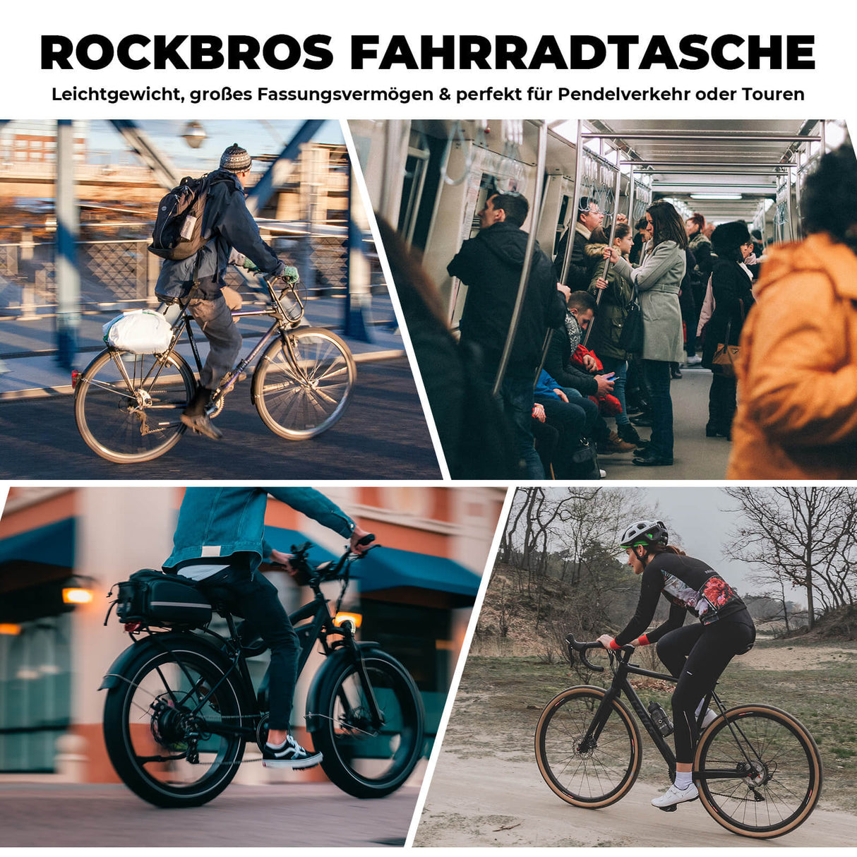 faltbare einteiler-gepäckträgertasche in schwarz