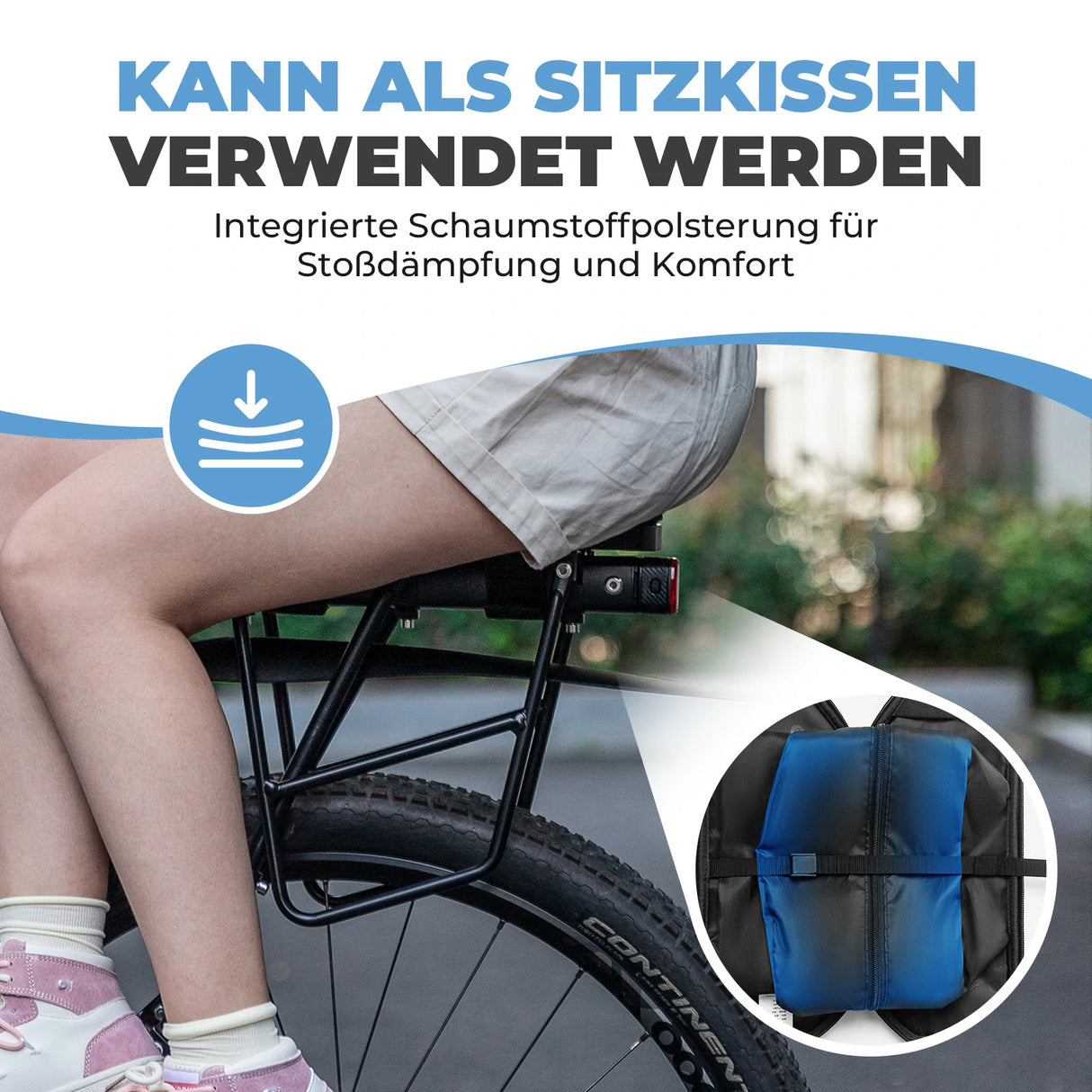 Fahrradtasche Erweiterbar – Bis 5 L, mit Schwamm als Fahrradsattel