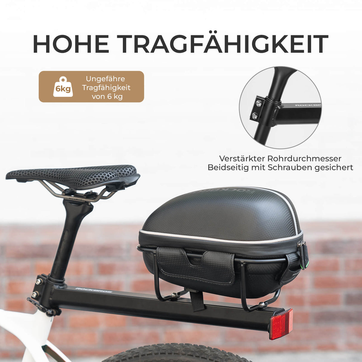 ROCKBROS Gepäckträgertasche – Wasserfest & Schnellspanner-Design mit Halterung