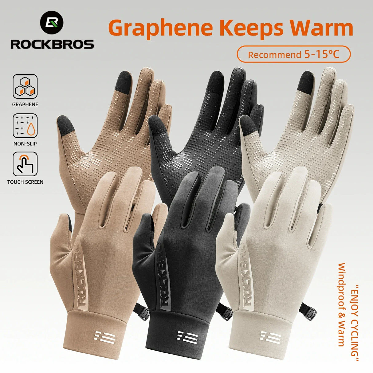 Graphene Winter-Fahrradhandschuhe von 5°C bis 15°C