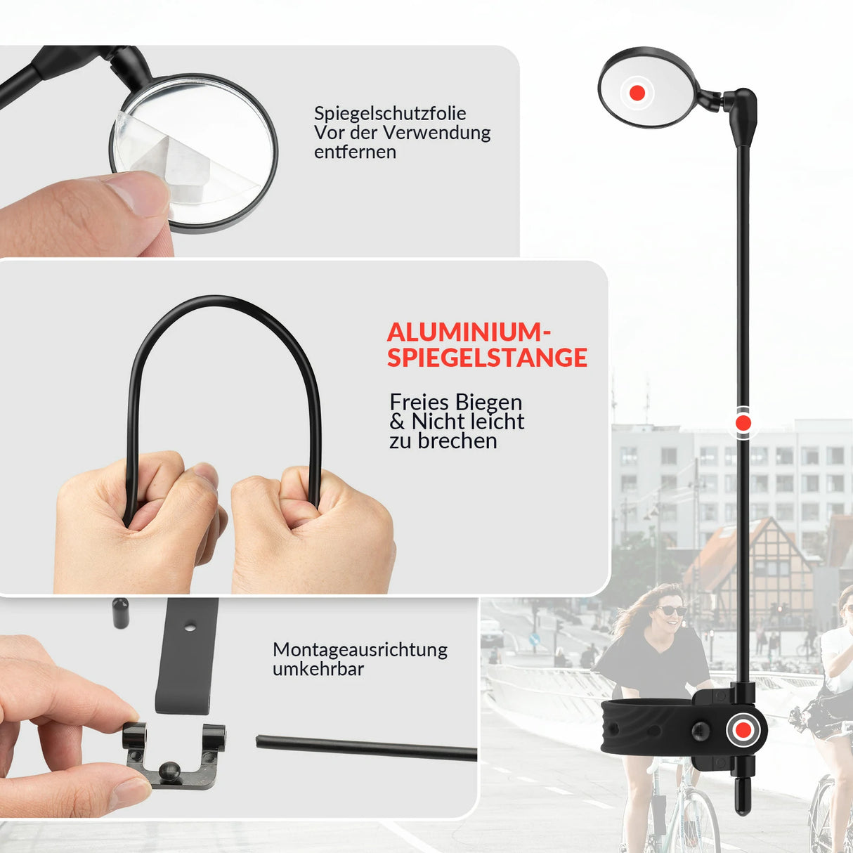 Helmspiegel – Fahrradspiegel für Helm, 360° verstellbar