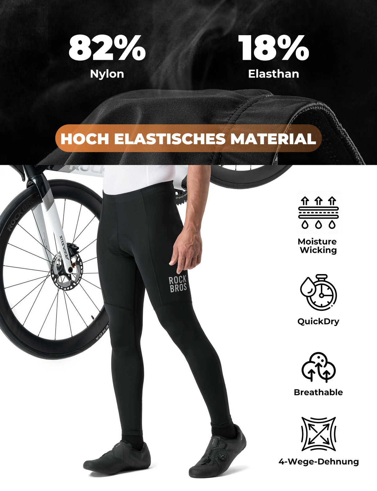Herren Fahrradhose – 3D‑Ergonomischer Schnitt, 6‑Zonen‑Polsterung