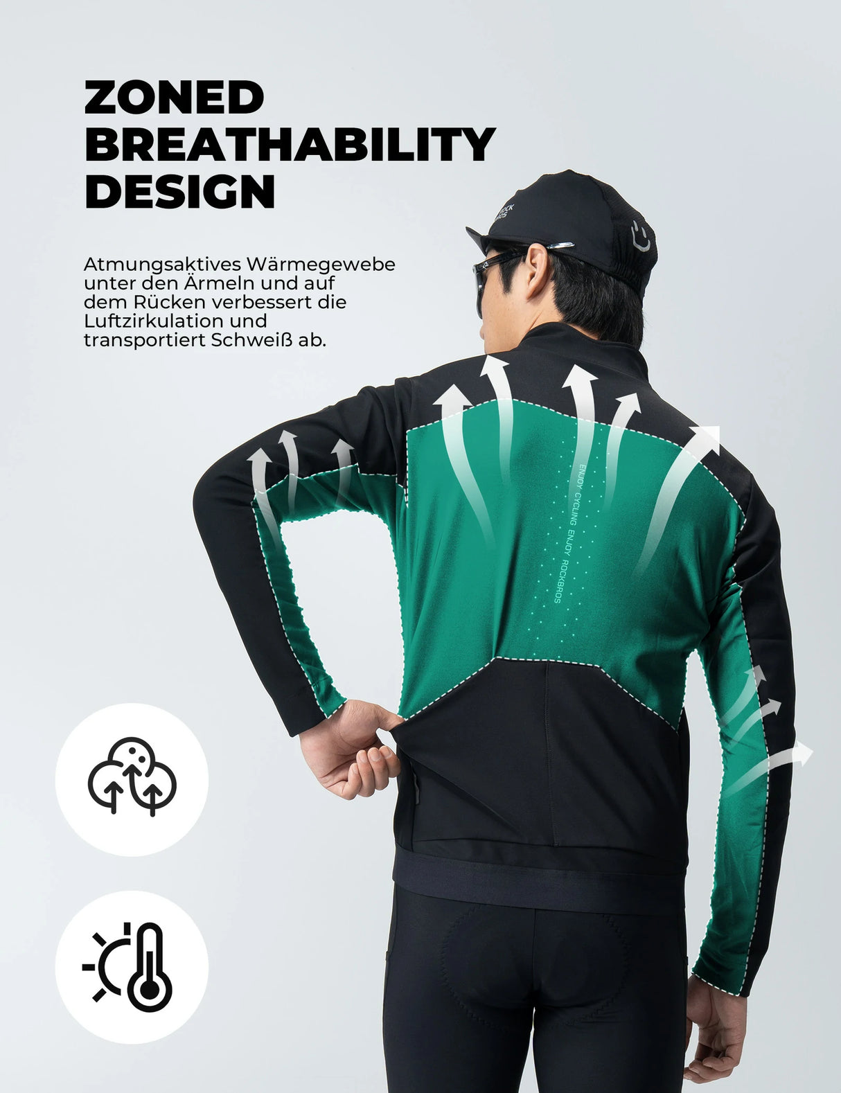 Herren Fahrradjacke – 3‑Schicht‑Technologie, Winddicht, Atmungsaktiv & Reflektierend