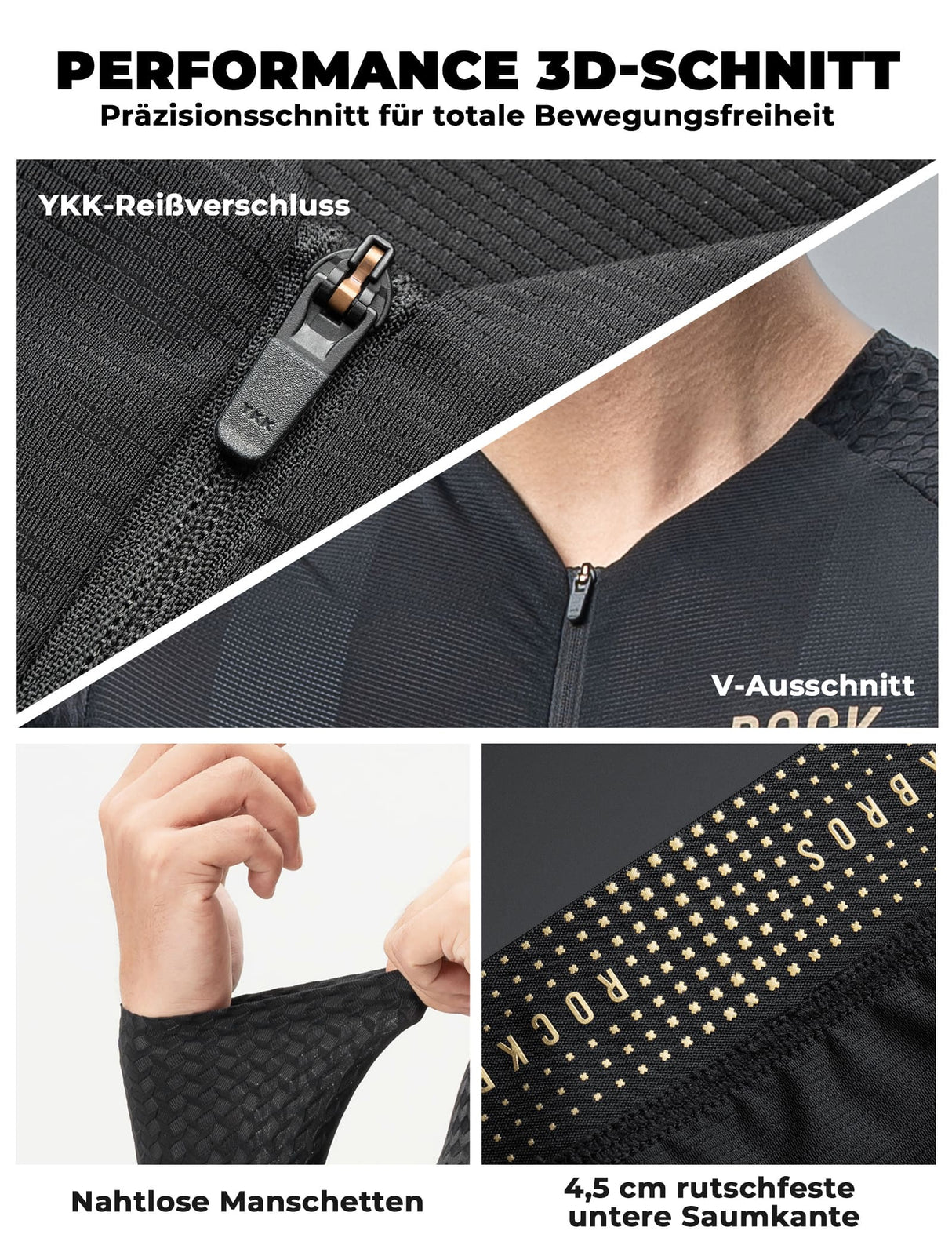 ROCKBROS Herren Langarm-Radtrikot – Atmungsaktiv & Reflektierend mit 3D-Schnitt