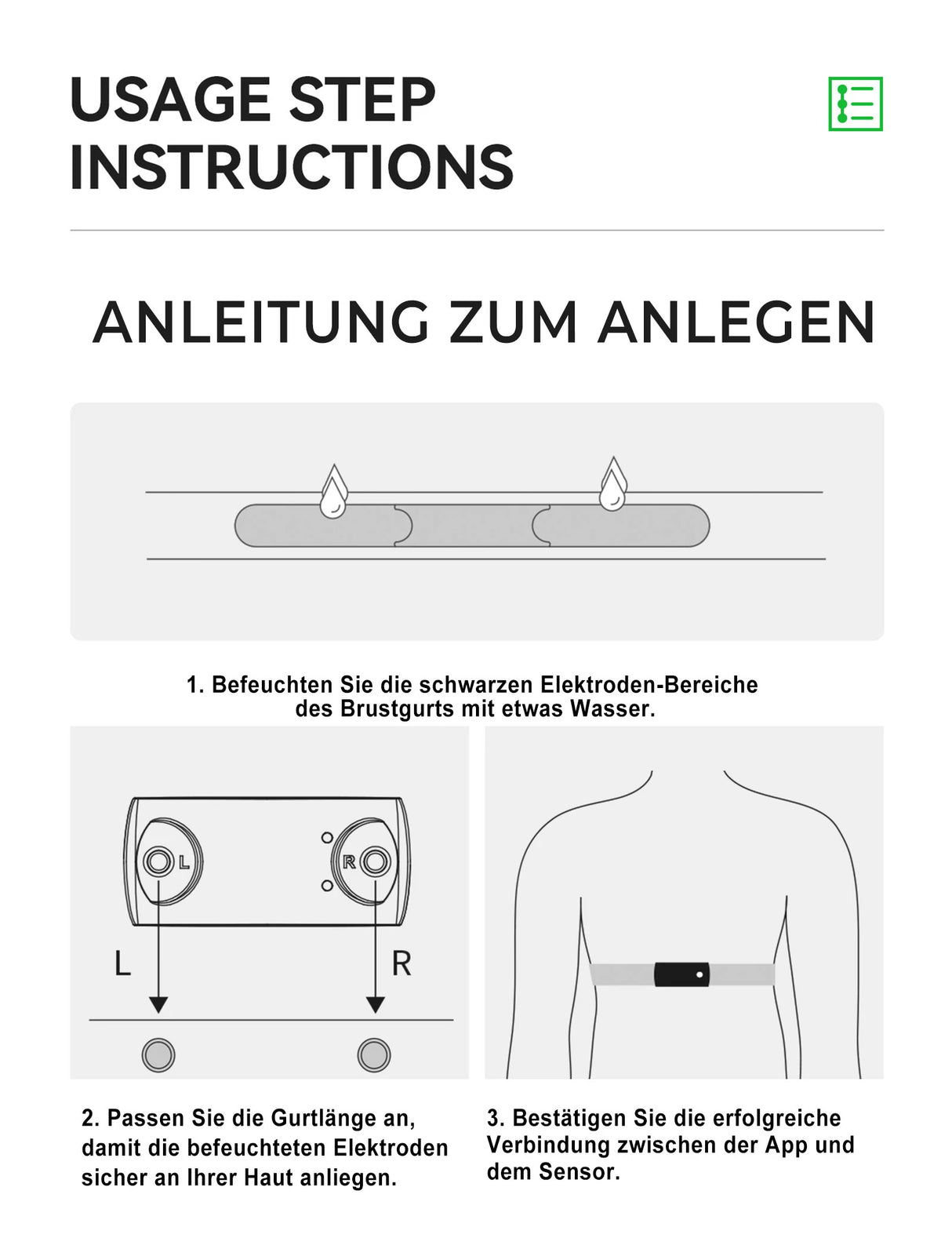 ROCKBROS Herzfrequenzmesser – Brustgurt mit LED‑Anzeige, 50 h Akku, IP67